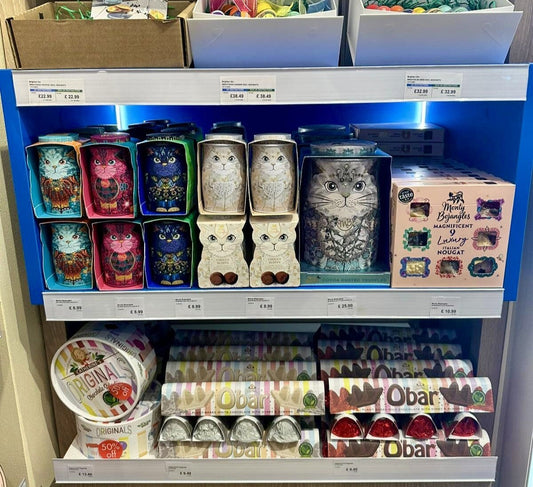 Selection of Monty Bojangles truffles at Gatwick Airport